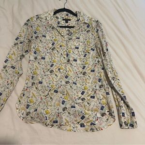 J Crew french print blouse